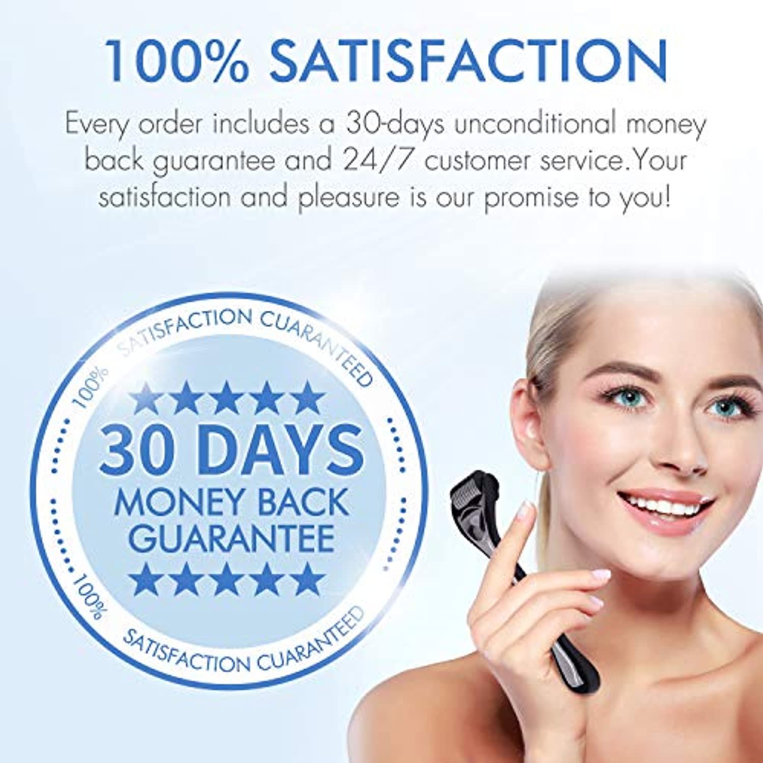 Glemme Derma Roller 540 Titanium Pins Micro Needles 0.25mm for Radiant Skin