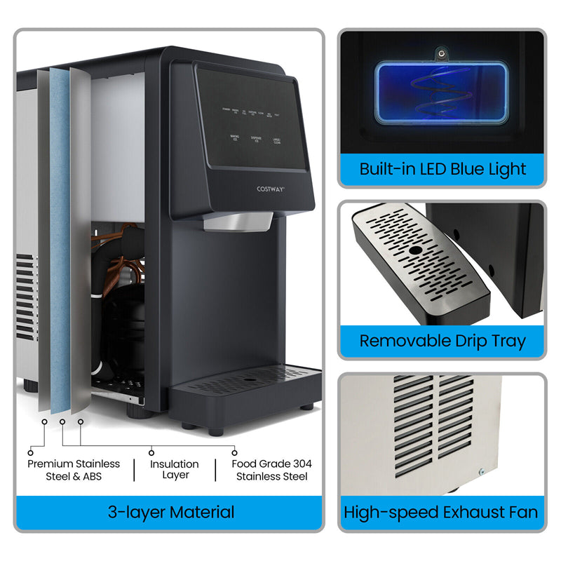 High-Capacity Nugget Ice Maker with Self-Cleaning, Self-Dispense, and LED Filter Indicator