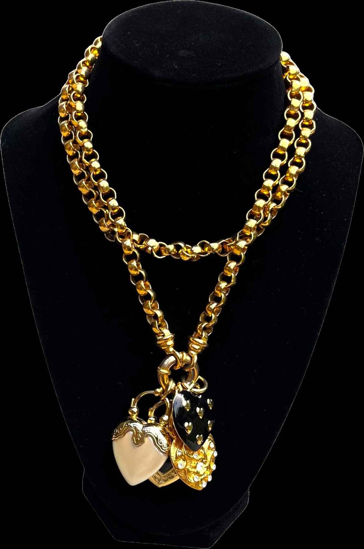 Stunning Vintage Joan Rivers Gold Tone Necklace with Enamel Charms