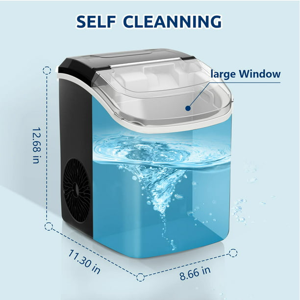 Auseo Compact Nugget Ice Maker - 33lbs/24Hrs, Auto Self-Cleaning, Stainless Steel