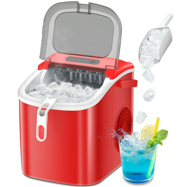 Auseo Compact Ice Maker, Fast 9-Cube Countertop Model with Self-Cleaning