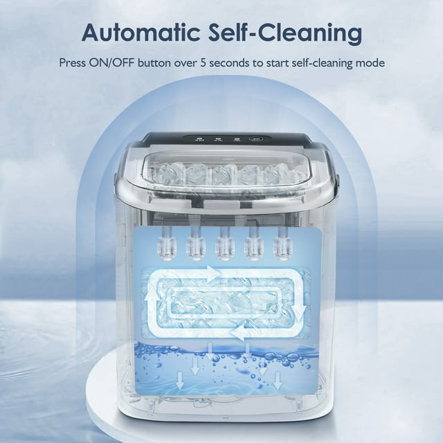 KISSAIR Compact Ice Maker - Fast, Portable, and Self-Cleaning for Home and Office