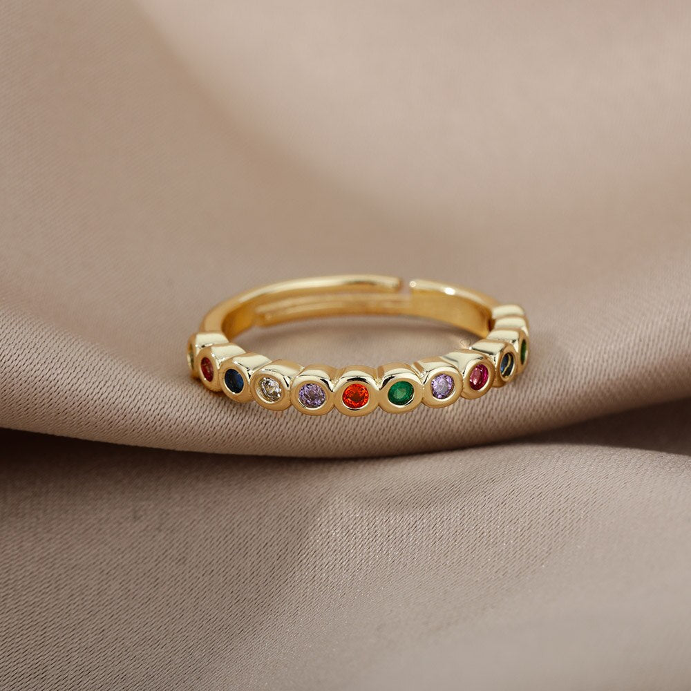 Stylish Women's Gold-Tone Stainless Steel Zirconia Rings