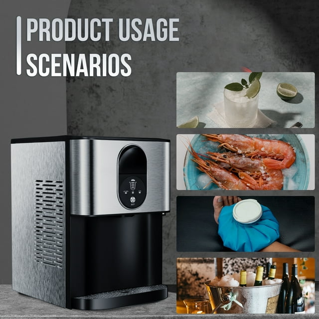 Auseo Nugget Ice Maker, High-Capacity Ice Machine with Self-Cleaning Feature