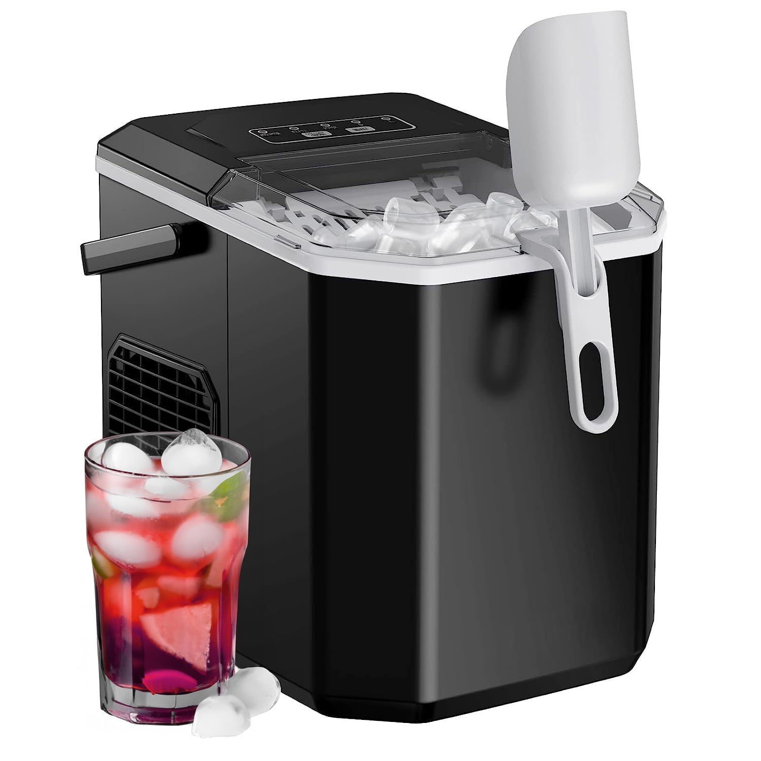 Auseo Portable Ice Maker, Manual Bullet Ice Cubes, 26lbs/24H for Home/Office