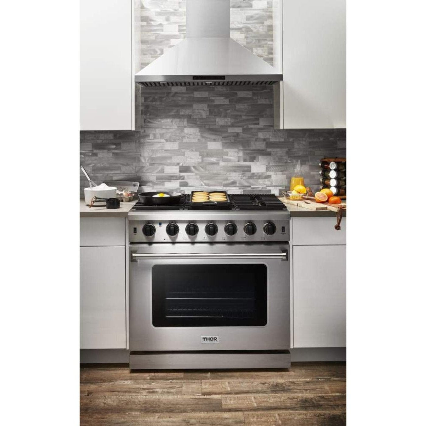 Thor Kitchen Pro-Style Appliance Package - 36" Range, Hood, Fridge, More