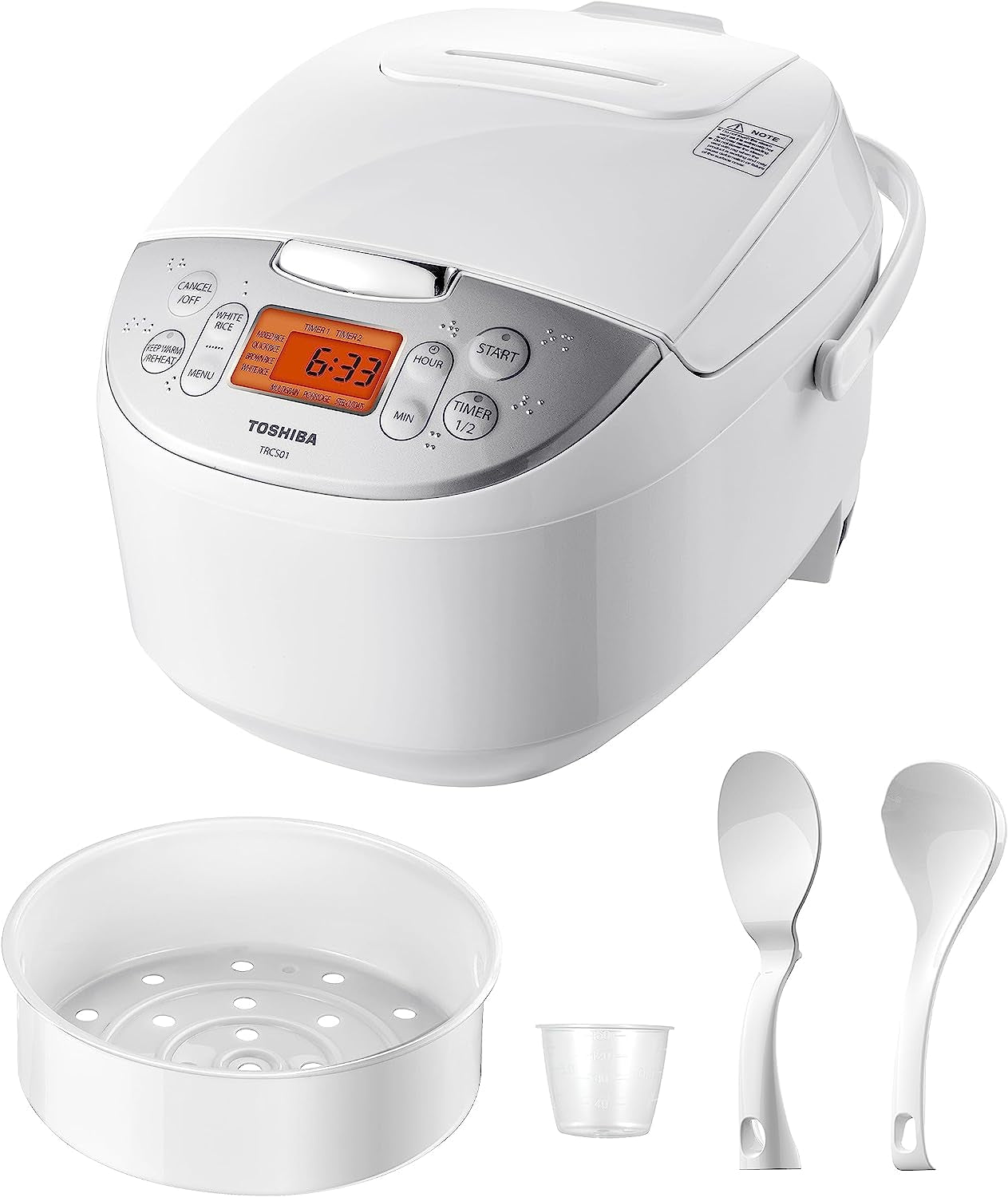 Toshiba 12-Cup Rice Cooker with Fuzzy Logic, 7 Functions, Steamer Basket