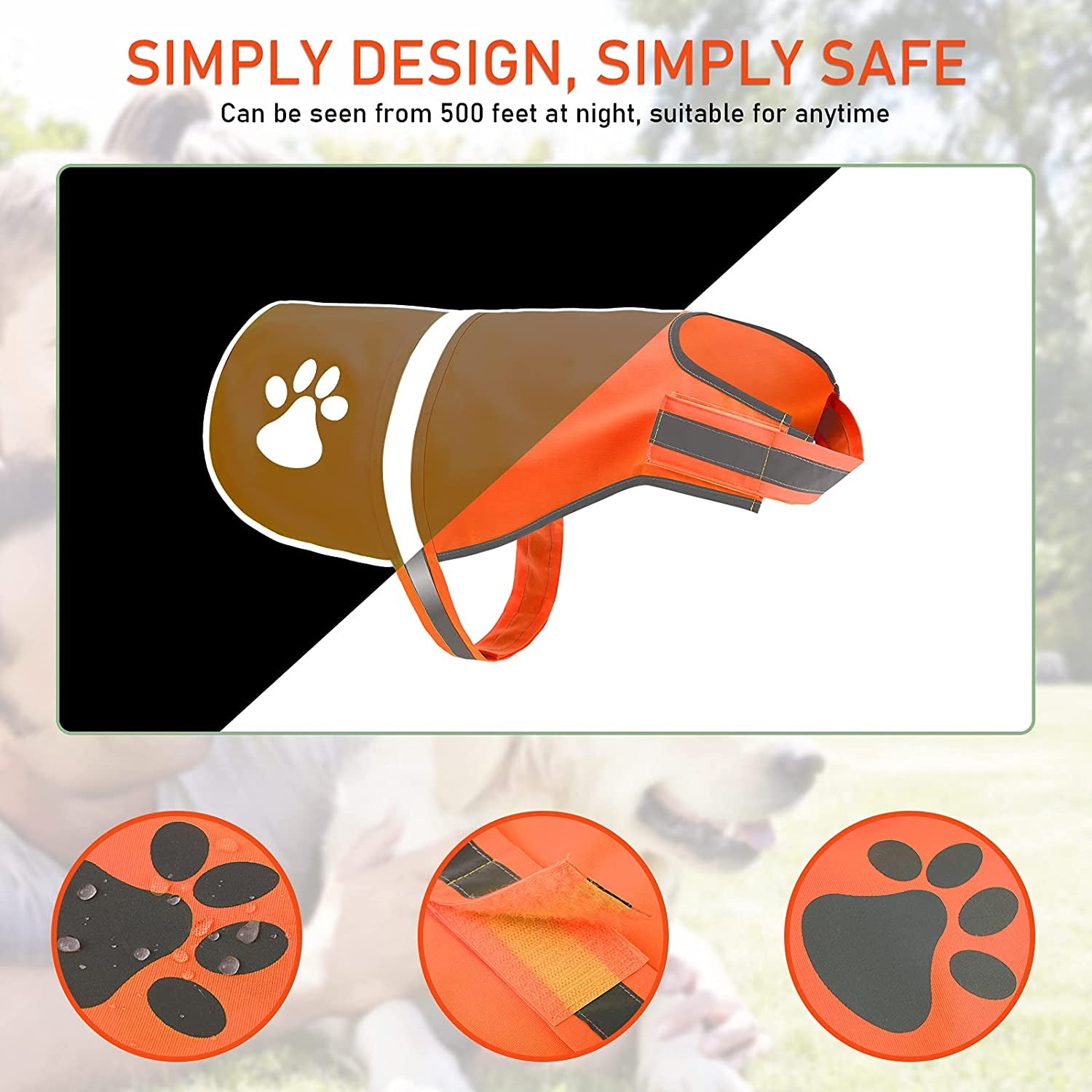 Geyoga Reflective Dog Safety Vest, High Visibility for Outdoor Activities