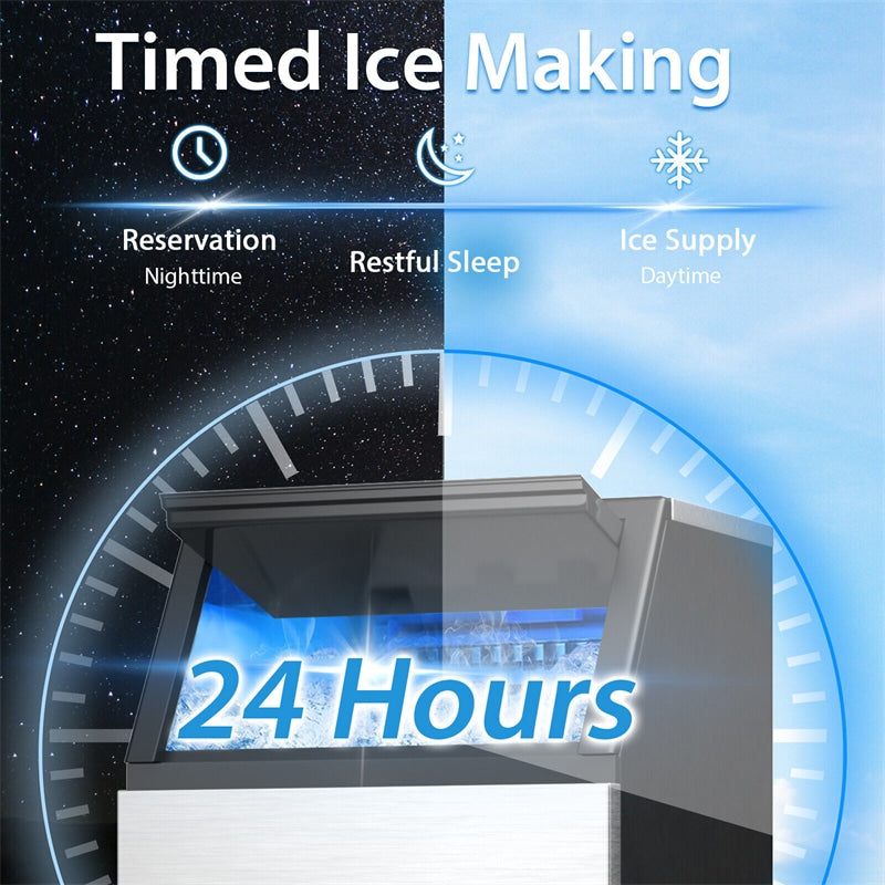 High-Capacity Stainless Steel Ice Maker - 110lbs Daily Output