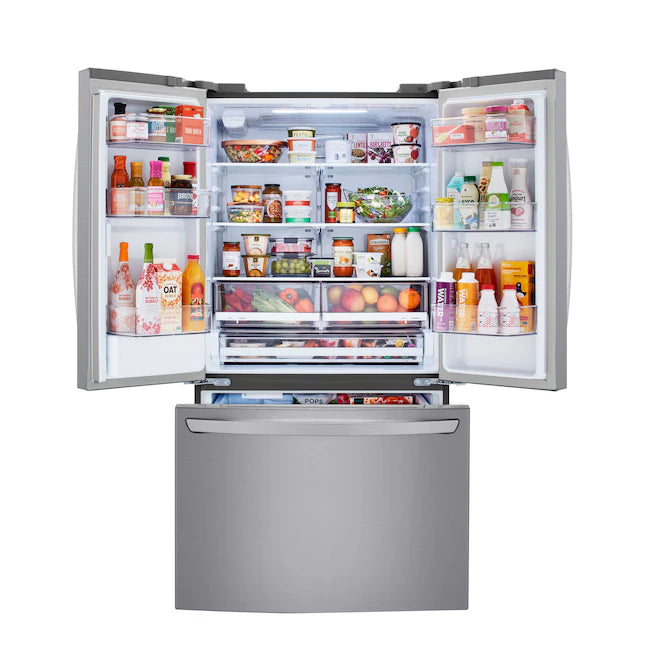 LG 29-cu ft French Door Refrigerator with Ice Maker, Printproof Platinum Silver