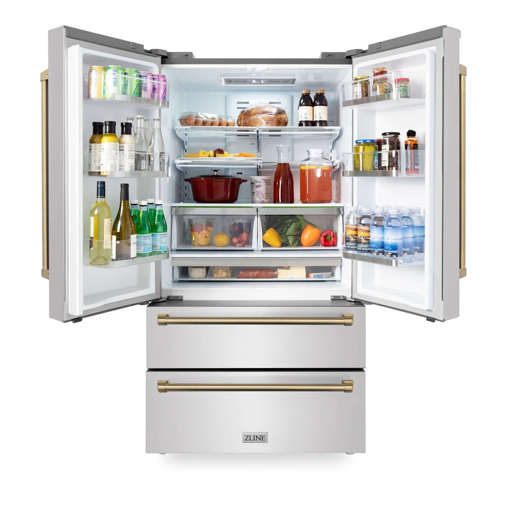 ZLINE 36" 22.5 cu. ft. French Door Refrigerator with Ice Maker, Luxury Stainless Steel