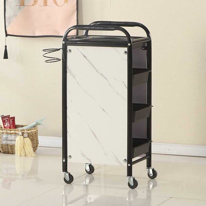 Vintage-Style Metal Salon Trolley with Multi-Level Storage