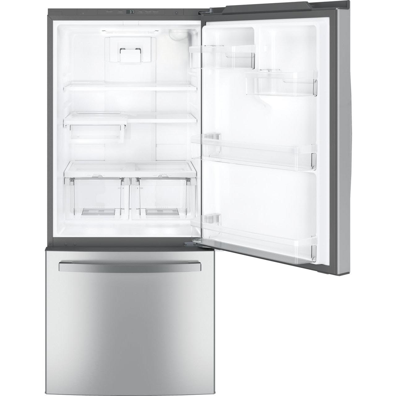 GE 30-inch Bottom Freezer Refrigerator with Interior Ice Maker