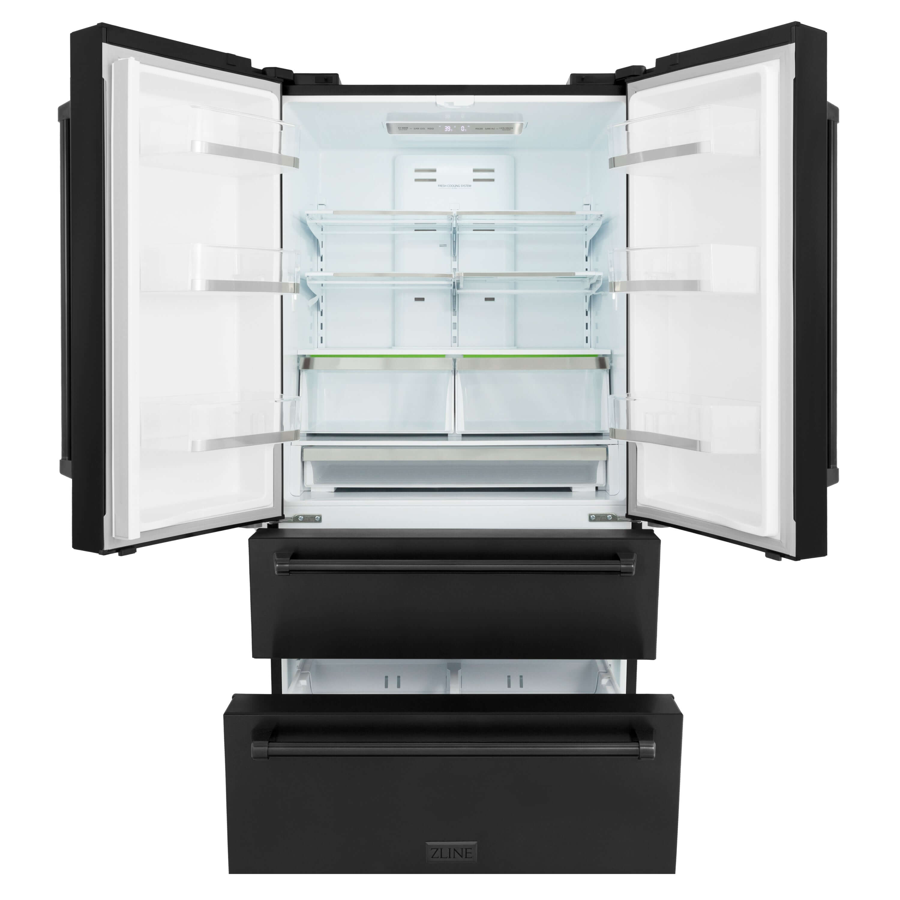 ZLINE 36" French Door Refrigerator with Ice Maker in Black Stainless Steel