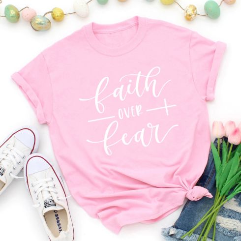 Faith Over Fear Women's Milk Fiber Casual T-Shirt
