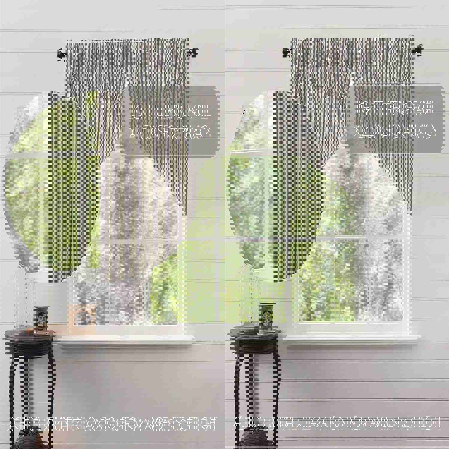 Charming Prairie Swag Curtains with Ticking Stripe Pattern