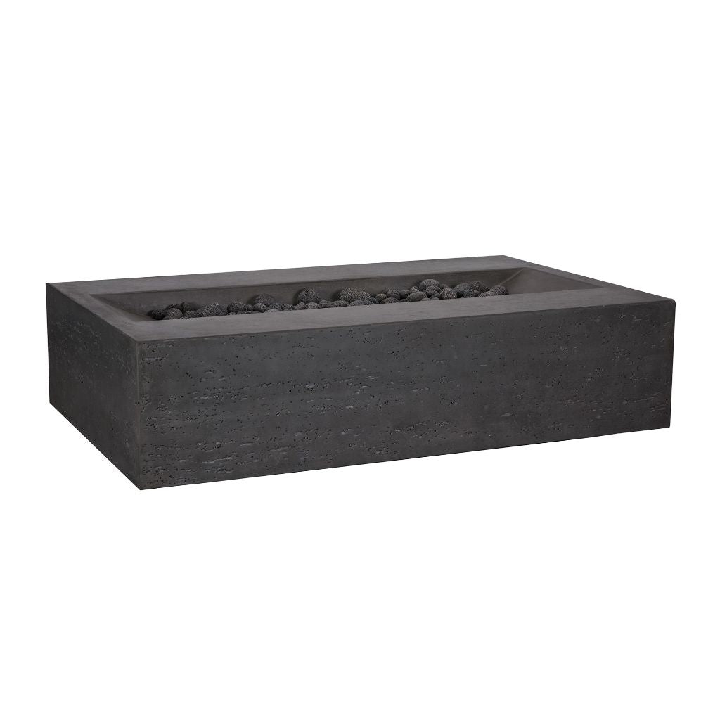 Millenia Rectangle Gas Fire Pit Table - Modern Outdoor Concrete Propane Fire Pit