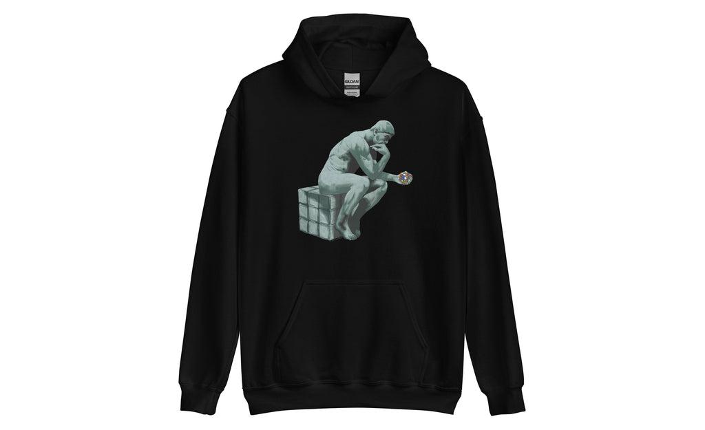 The Thinker's Embrace - Premium Rubik's Cube Hoodie