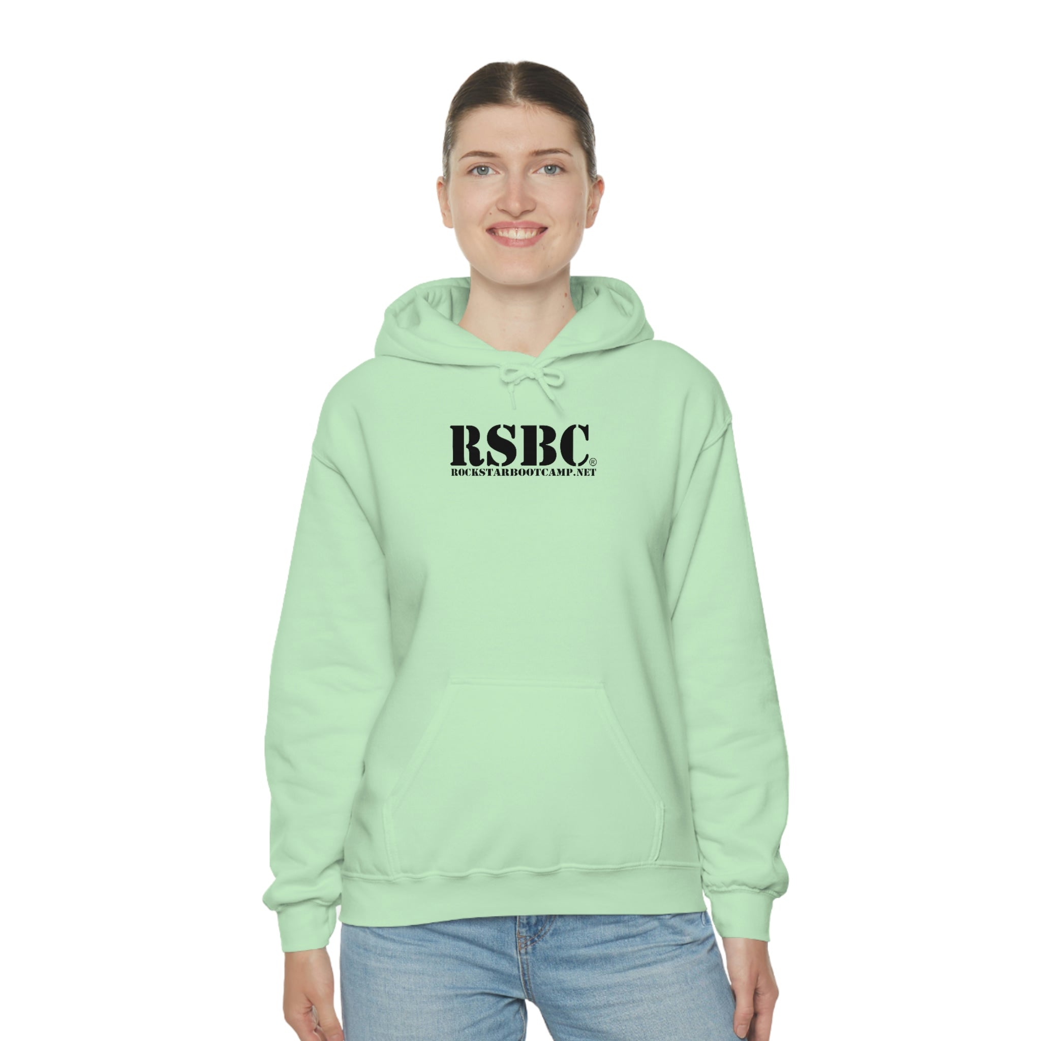 RSBC Unisex Heavy Blend Hoodie - Mint with RSBC Letters & Embraced Black
