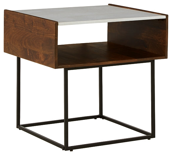Elegant Mango Wood and Marble End Table