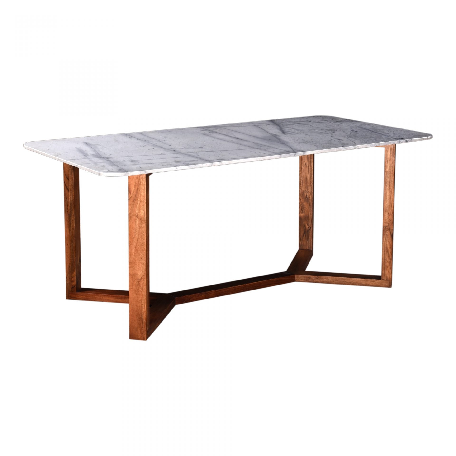 Elegant Acacia Wood Rectangular Dining Table with White Marble Top