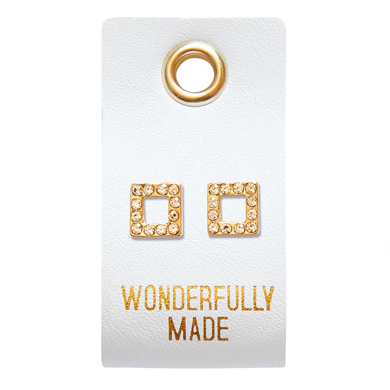 Faith-Inspired Leather Tag Stud Earrings