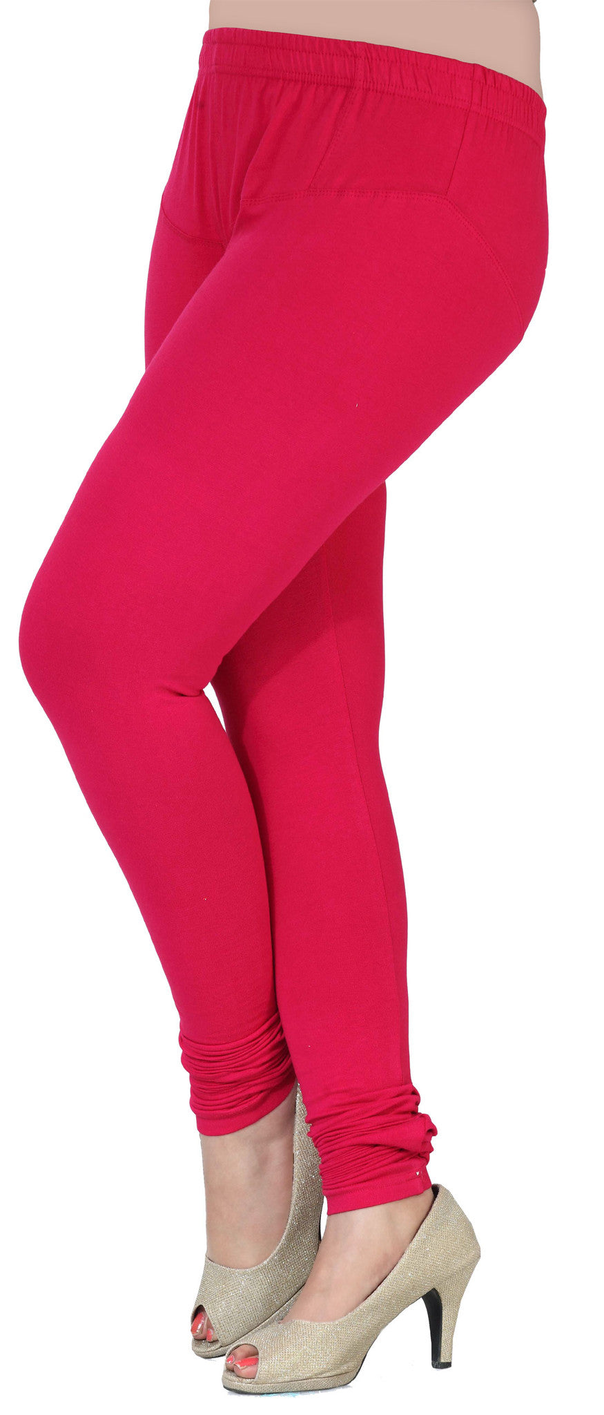 Women's Super Stretchable Churidar Leggings in Hot Pink