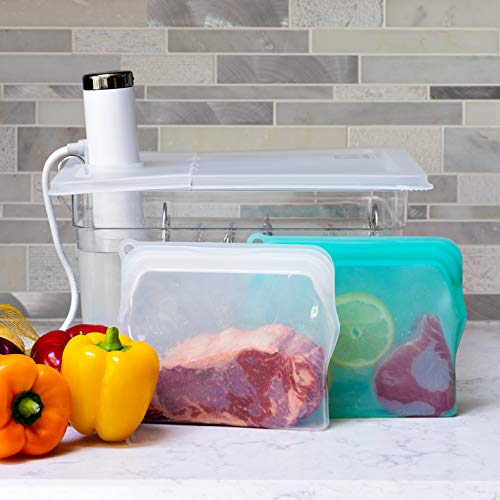 BluePerlOne Silicone Storage Bags - 2-XL, Food Grade, Reusable, BPA Free