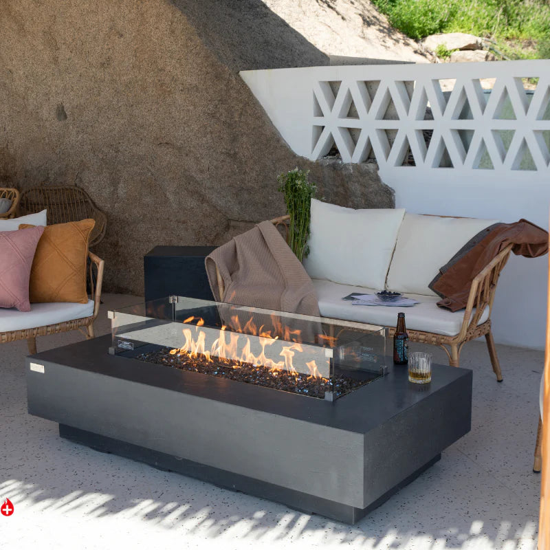 Elementi Plus Positano Concrete Fire Pit Table - Eco-Friendly Outdoor Gathering Spot