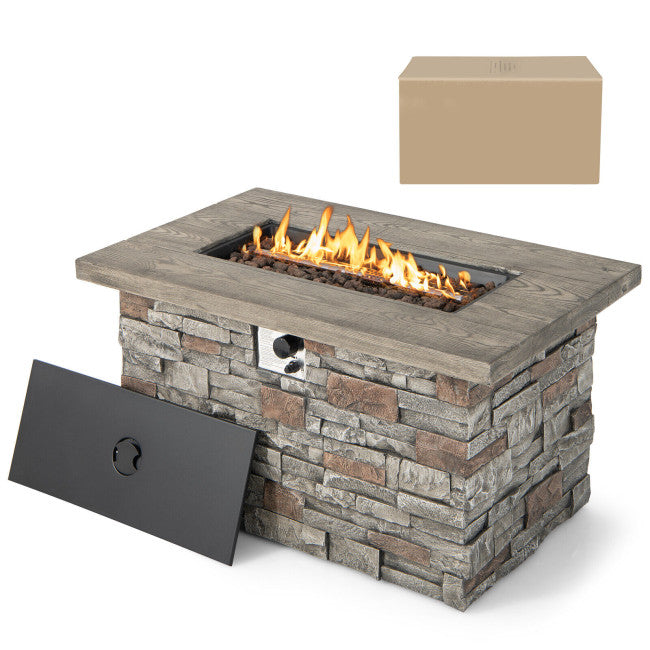 Durable Rectangle Propane Gas Fire Pit Table with 50,000 BTU Heating