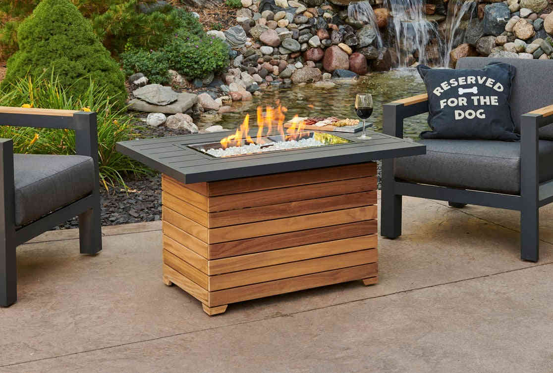 Darien Rectangular Gas Fire Pit Table with Aluminum Top