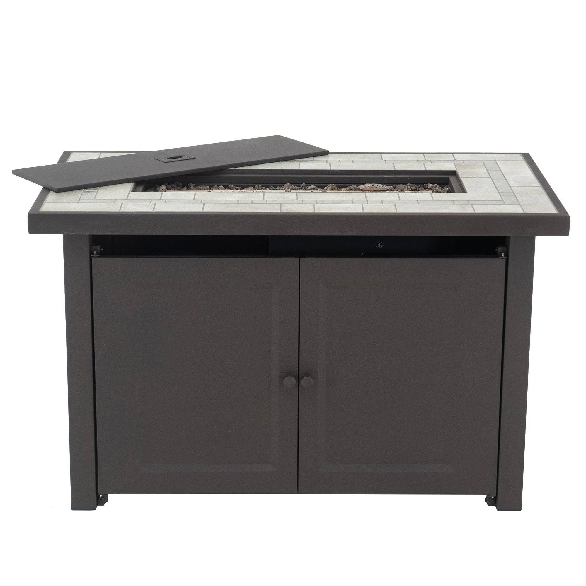 Sunjoy Outdoor Propane Fire Pit Table with Hidden Tank, Smokeless & Stylish