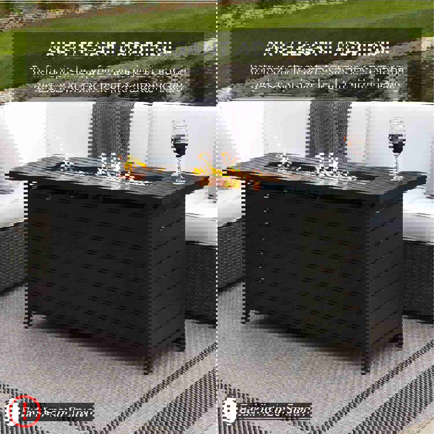 50,000 BTU Rectangular Propane Gas Fire Pit Table with Storage and Cover