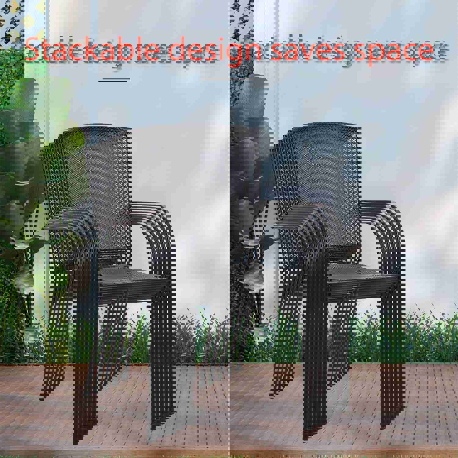 Phi Villa 7-Piece Outdoor Dining Set with Metal Steel Chairs and Rectangle Table