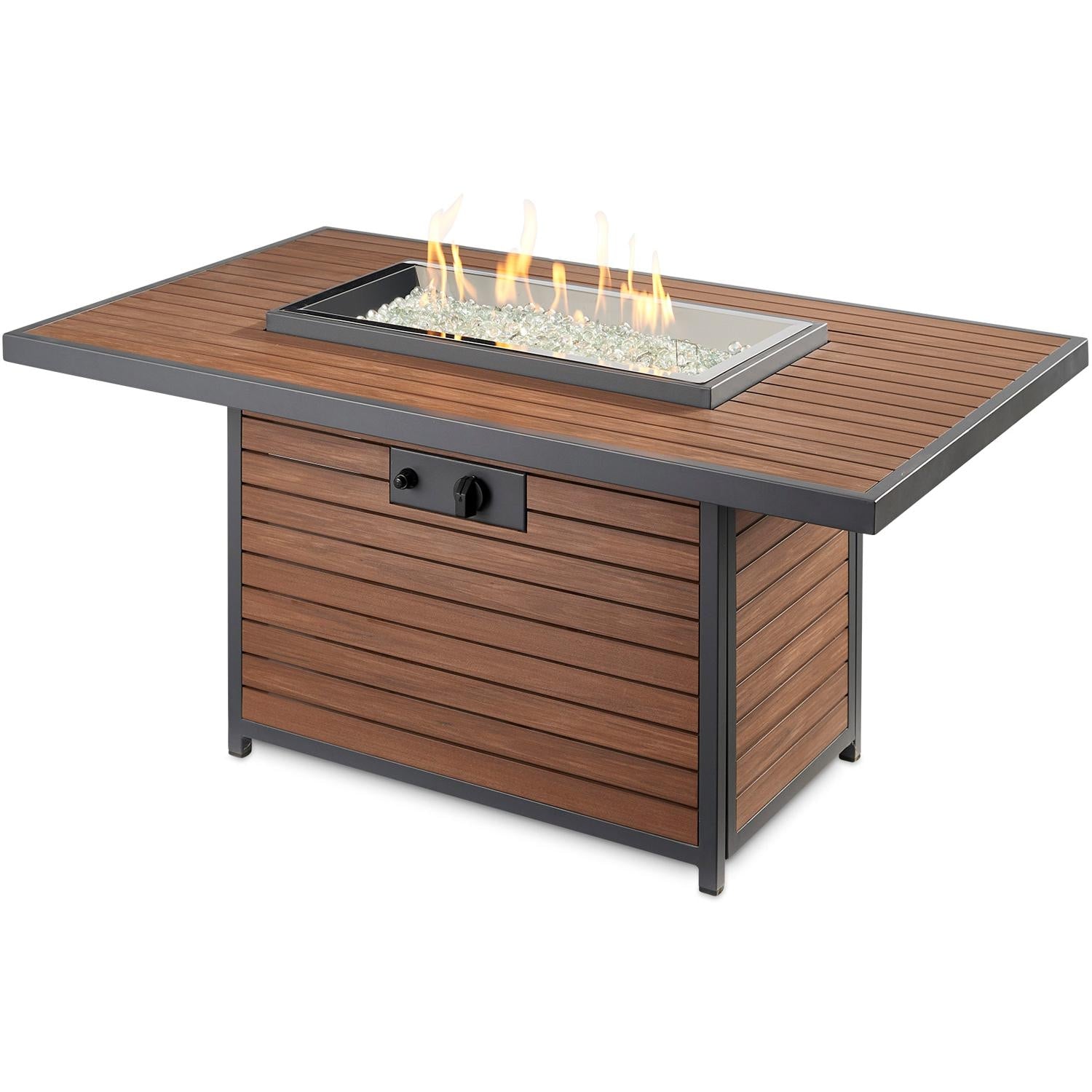 Kenwood Rectangular Chat Height Gas Fire Pit Table with Modern Composite Deck