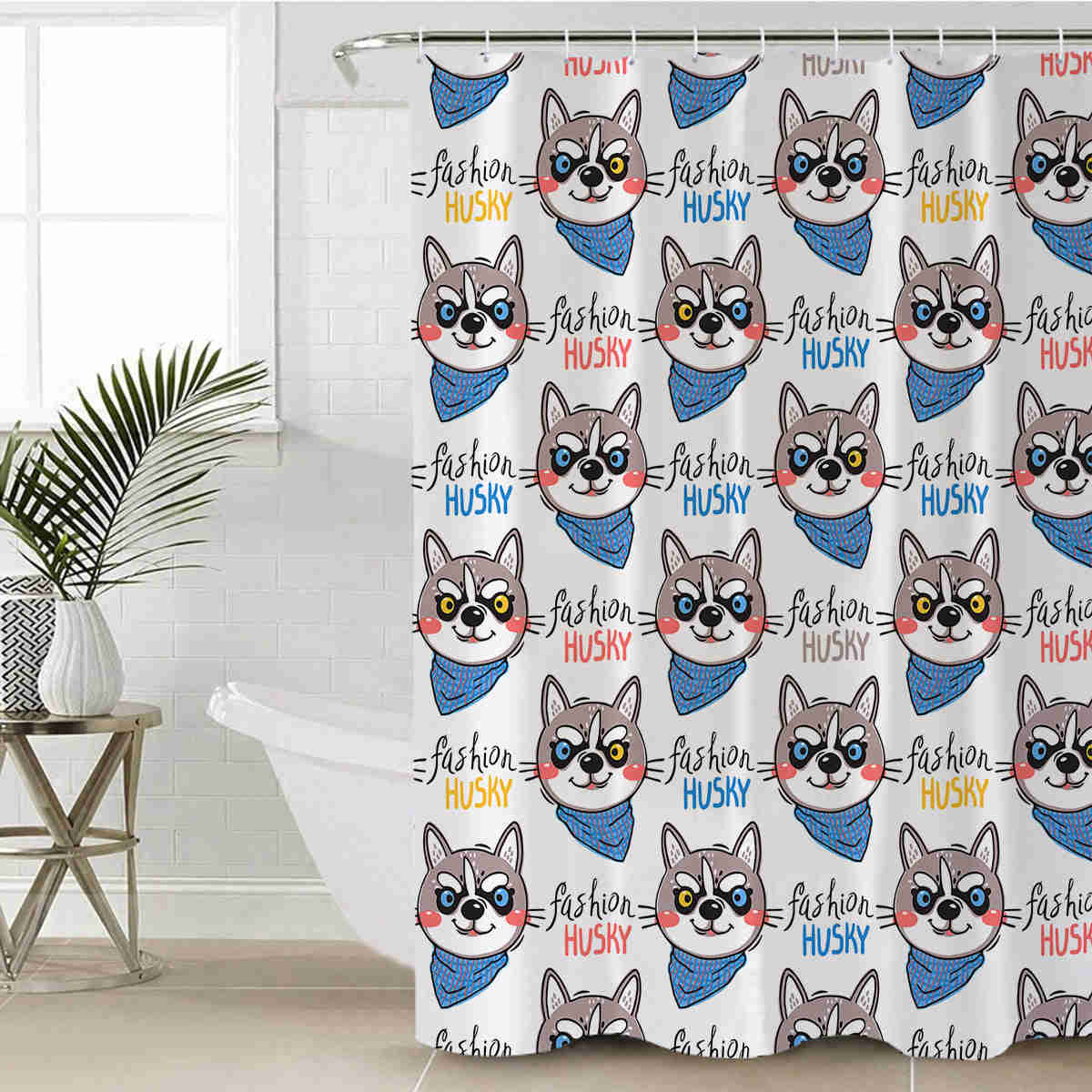 Swag Fashion Husky Collection Shower Curtain - Vibrant Chemistry Themed Design
