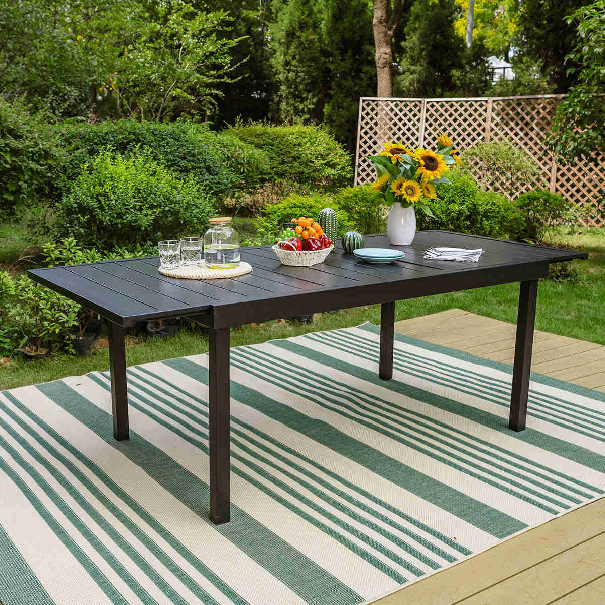 8-Seat Expandable Rust-Resistant Outdoor Dining Table