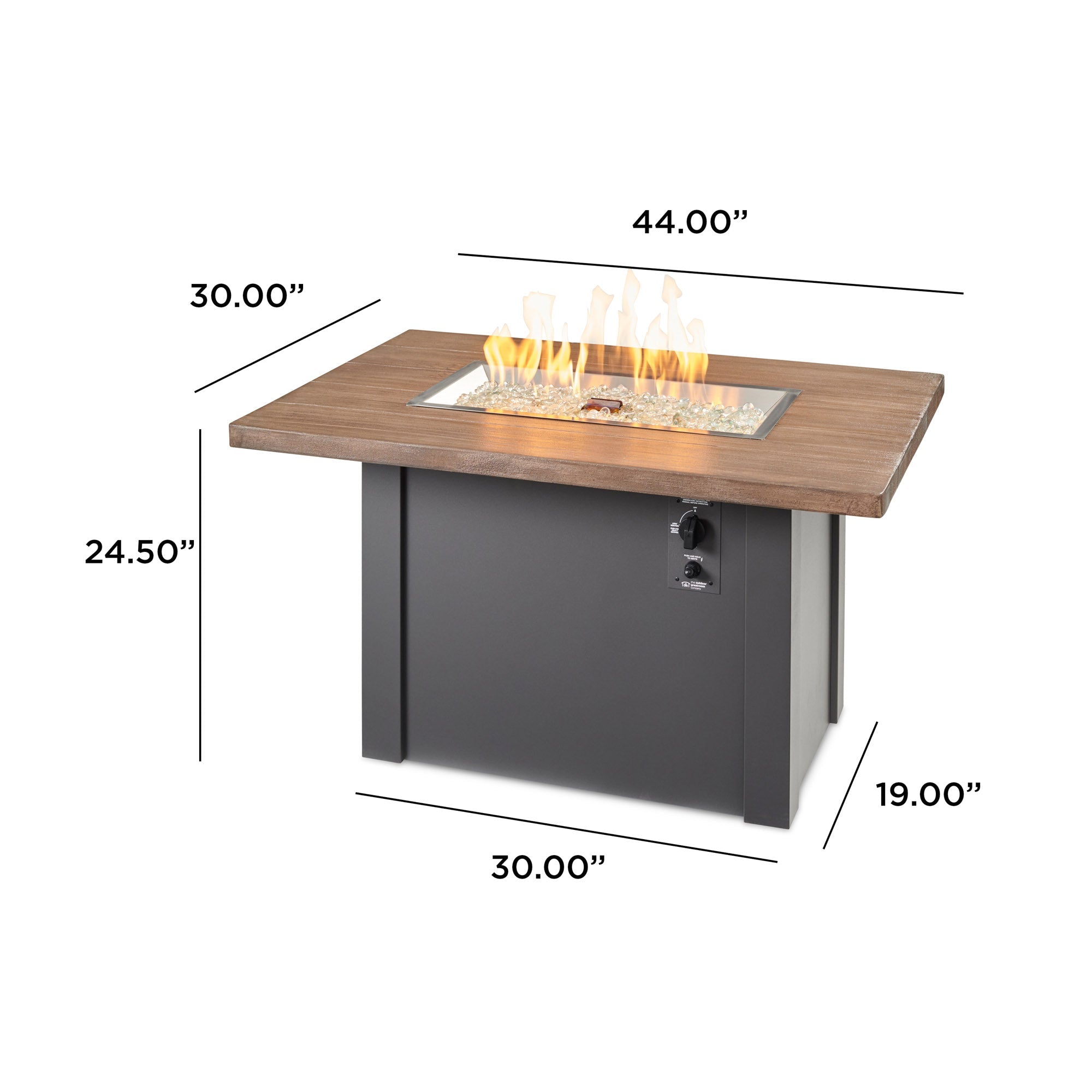 Driftwood Style Gas Fire Pit Table with Crystal Fire® Plus Burner