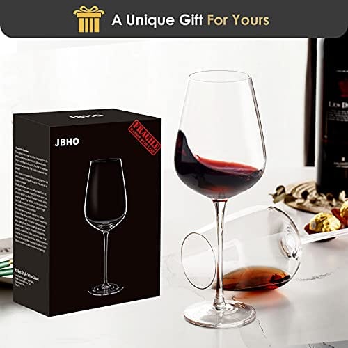JBHO Italian Style Crystal Bordeaux Wine Glasses - Premium Lead-Free Set of 4