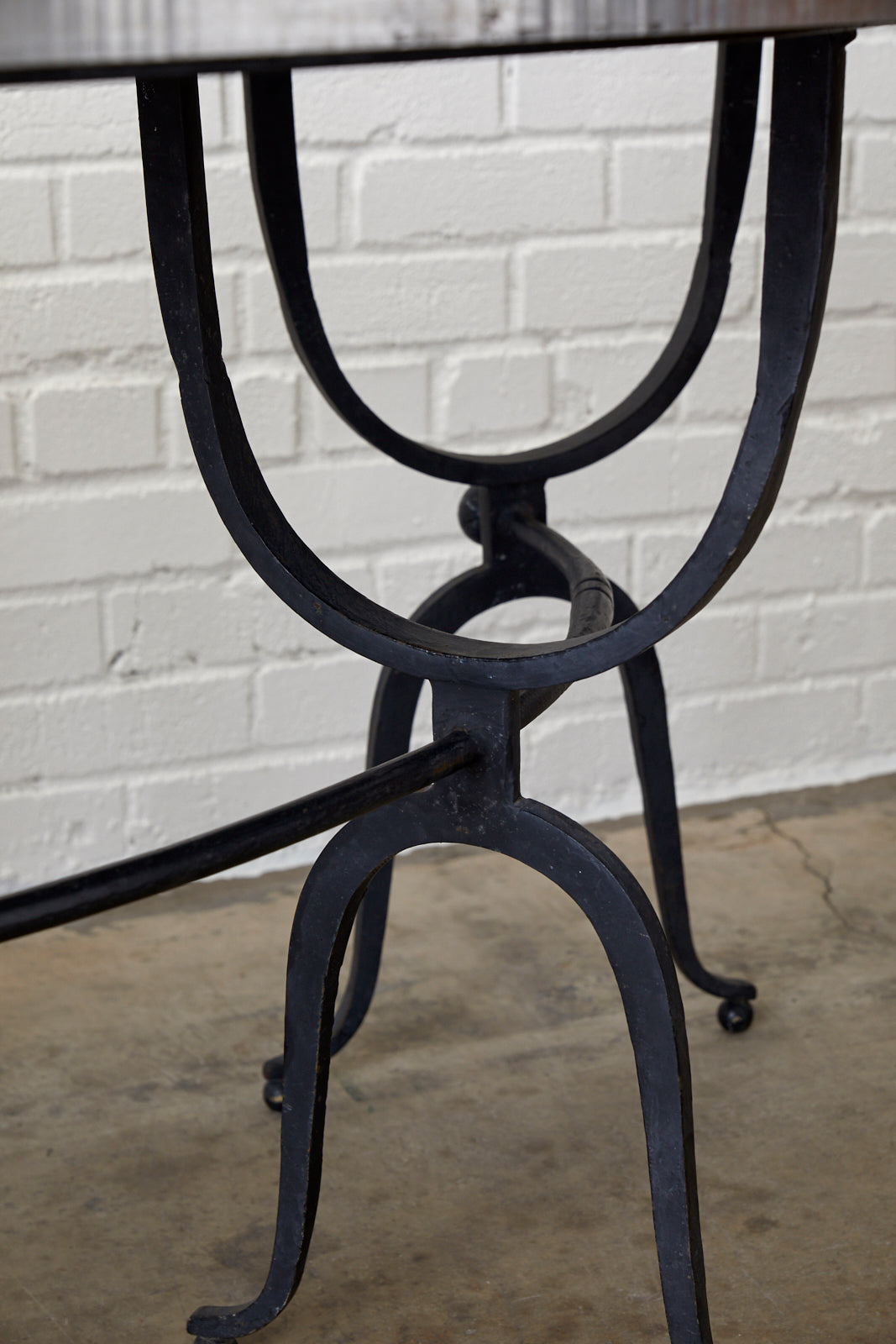 Elegant Italian Demilune Console Table with Steel Top