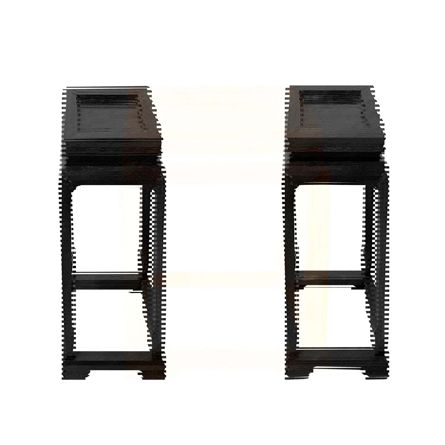 Handcrafted Chinese Accent Rectangular Wood Display Stand