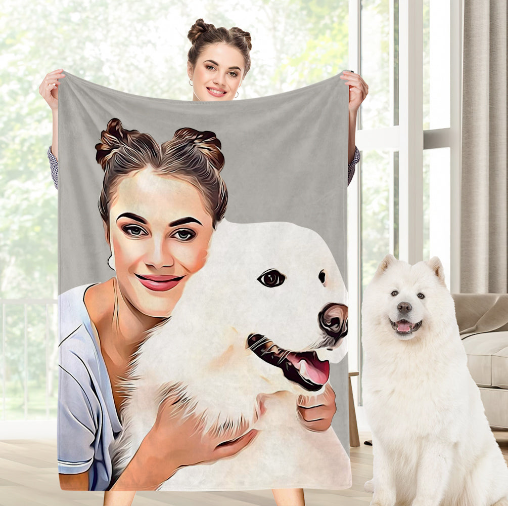 Customizable Pet Dog Photo Fleece Blanket, Perfect Personalized Gift