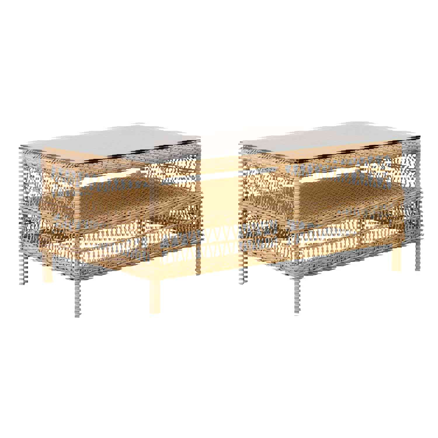 Elegant Rattan Outdoor Coffee Table with Glass Top
