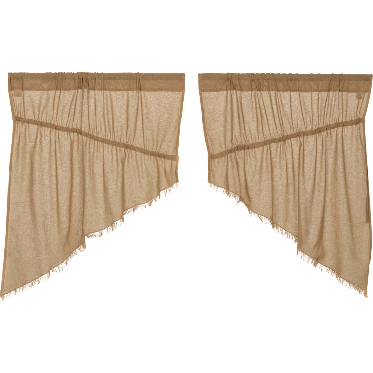 Elegant Tobacco Cloth Swag Curtains with Fringed Detail