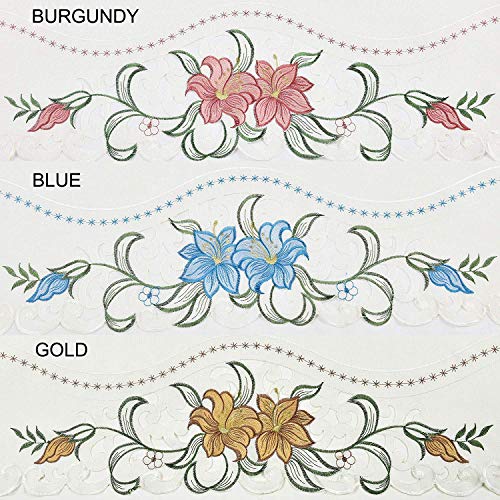 Elegant Gold Multi-Color Embroidery Swag & Tiers Curtain Set