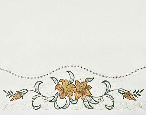 Elegant Gold Multi-Color Embroidery Swag & Tiers Curtain Set