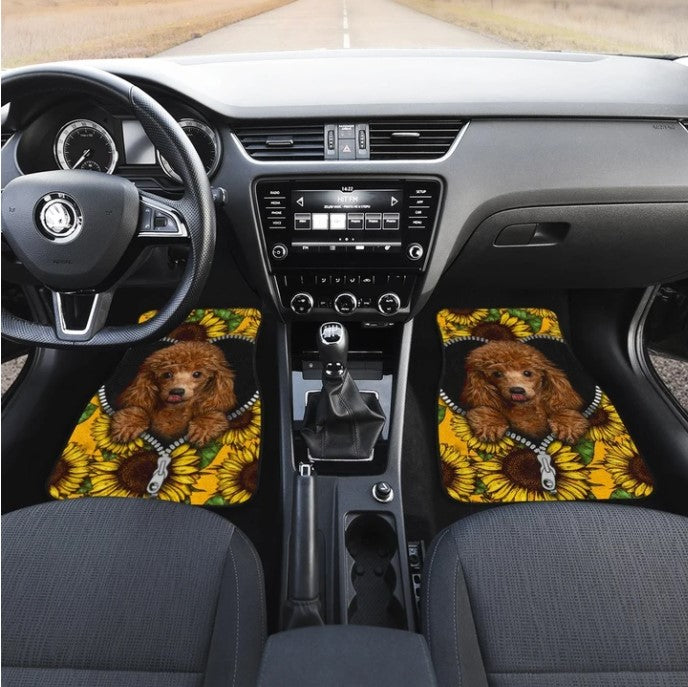 Custom Sunflower Poodle Car Floor Mats for Stylish Protection