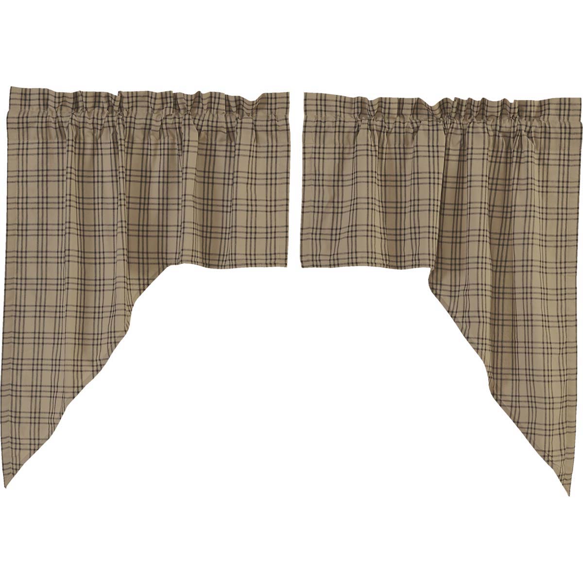 Sawyer Mill Red Plaid Swag Set - Rustic Farmhouse Window Curtains