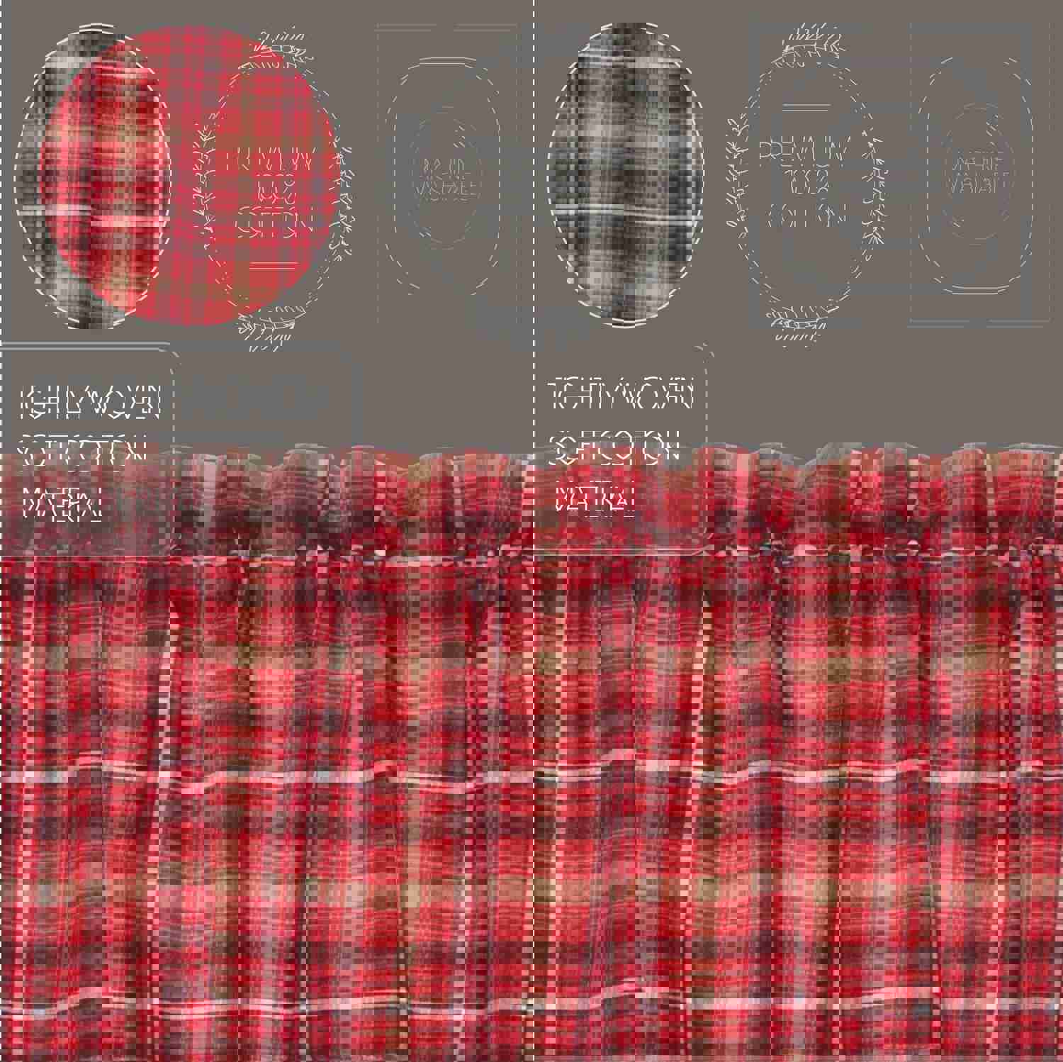 Elegant Country-Style Window Swag Set with Tartan Plaid