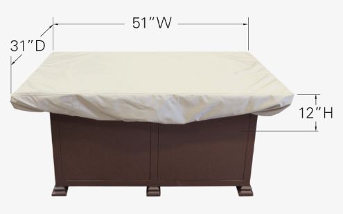 Durable Rectangle Fire Pit Cover - Neutral Champagne